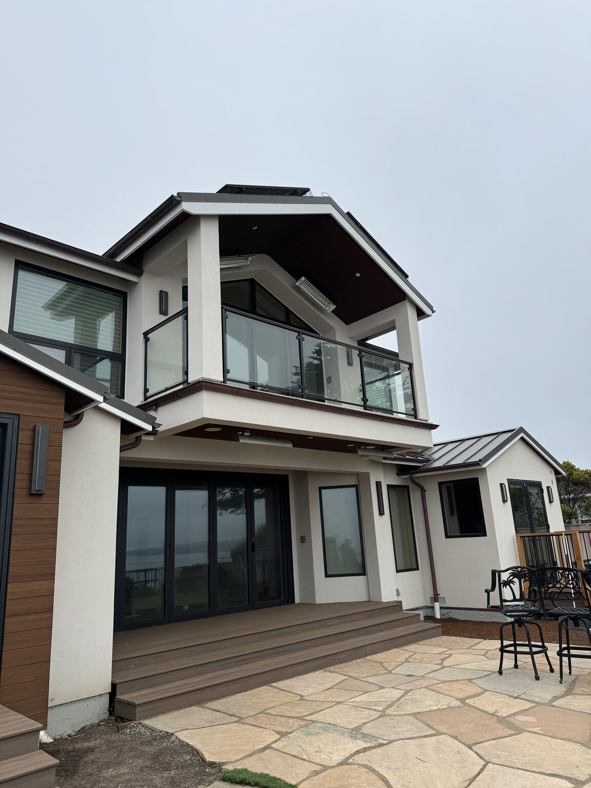 Completed rear elevation of the Opal Cliffs custom home