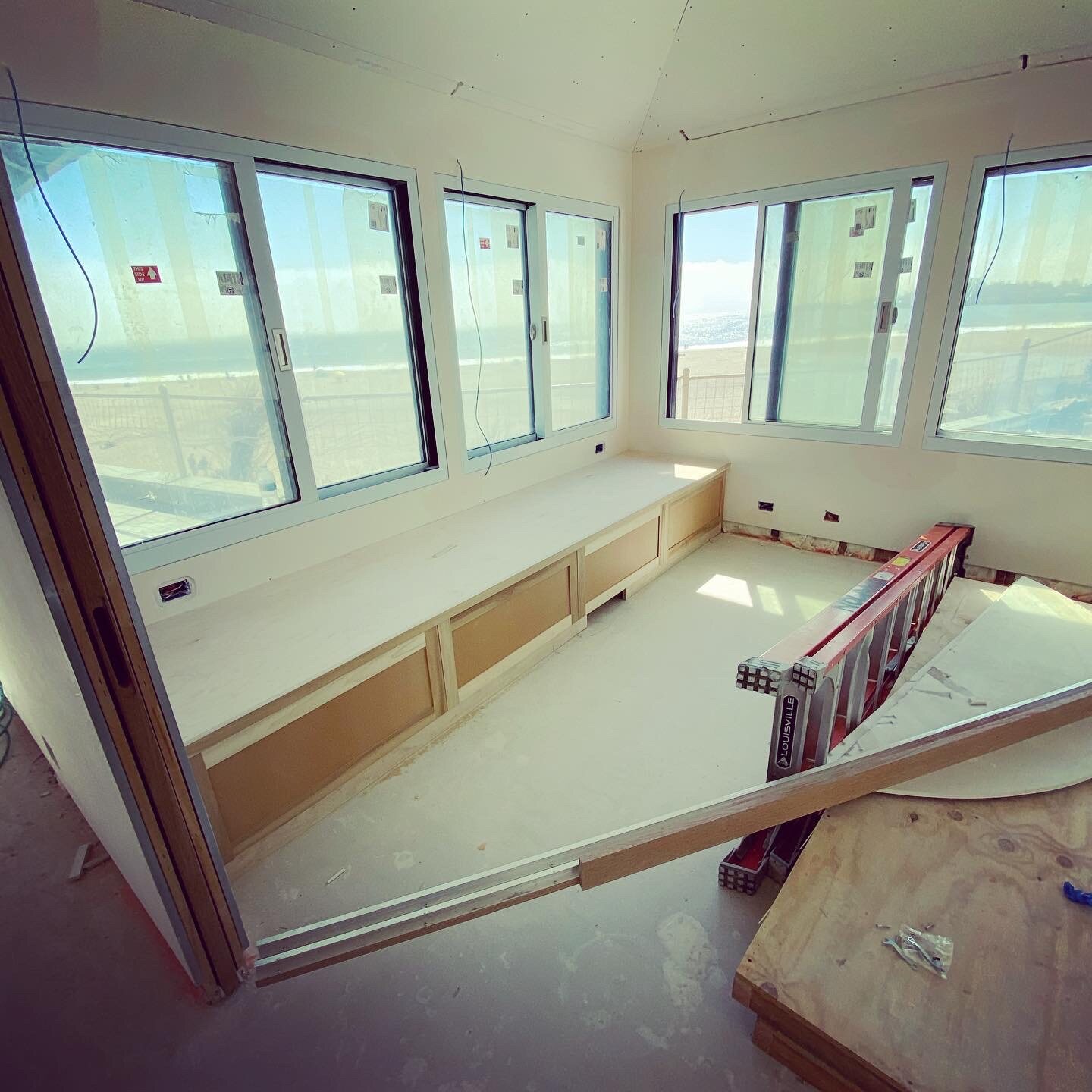 Ocean-view built-in window seating and storage