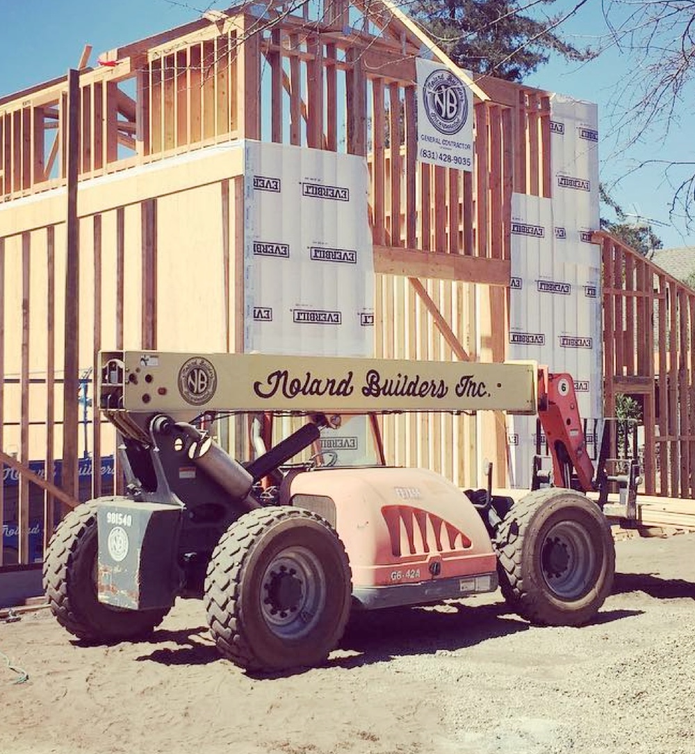 Interior framing on a residential construction project by Noland Builders